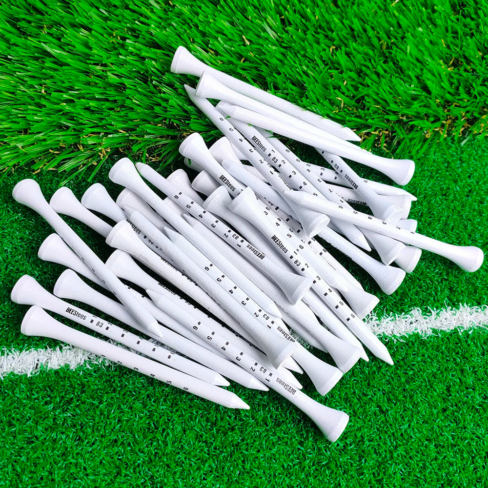 50pcs Premium Wooden Golf Tees with Height Markers - Non-slip Design for Perfect Ball Position Durable Golf Accessories