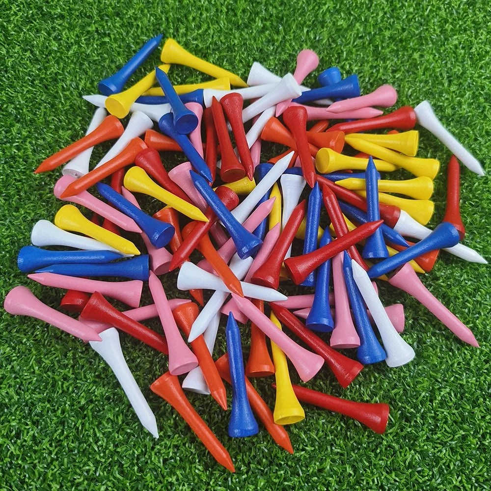 (50pcs) Wooden Golf Tees 70mm Cushion Golf Tee Golf Accessories